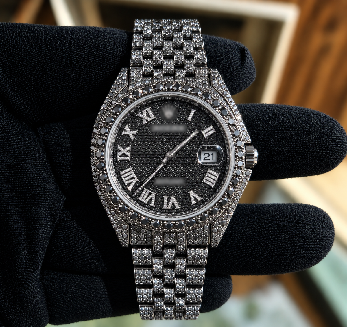 Handset Black Moissanite Automatic Watch